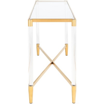 Gold and Clear Glass Mid-Century Modern Console Table