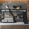 L-Shaped Twin XL over Queen Bunk Bed with Twin Size Loft Bed, Metal Triple Bunk Bed with Slide and USB Ports, Black - 3 of 4