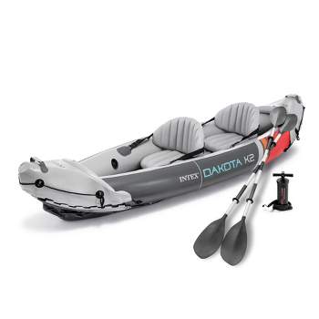 Inflatable Oars Kayak - Red Vinyl Pump With 2 Excursion Pro Target And Intex 2 Person :