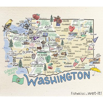 Wet it By Fishkiss State Washcloth-Washington