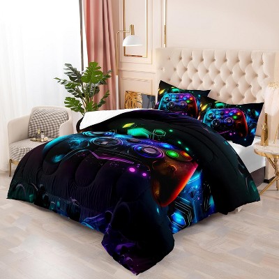 Acoinel Neon Gamer Controller Comforter Set - Gaming Bedding for Boys Teens with 2 Pillowcases,Queen — фото 4