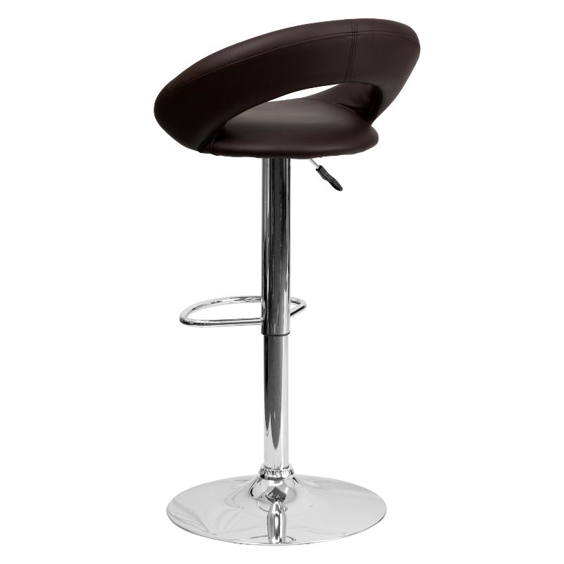 Flash Furniture Contemporary Vinyl Rounded Orbit-Style Back Adjustable Height Barstool with Chrome Base, 4 of 8