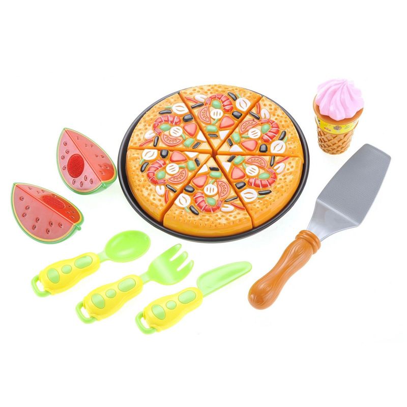 Insten 8 Piece Play Pizza Toys For Kids, Includes Watermelon, Icecream And Utensils, 1 of 9