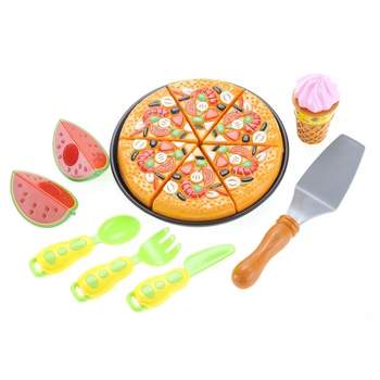 Insten 8 Piece Play Pizza Toys For Kids, Includes Watermelon, Icecream And Utensils