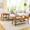 Lirago Walnut End Table with Woven Shelf  Solid Wood Bedside Table  23"H x 23"D x 23"W - 4 of 4