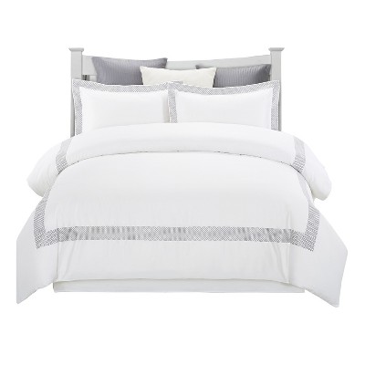White Cotton Embroidered Full Duvet Cover Set