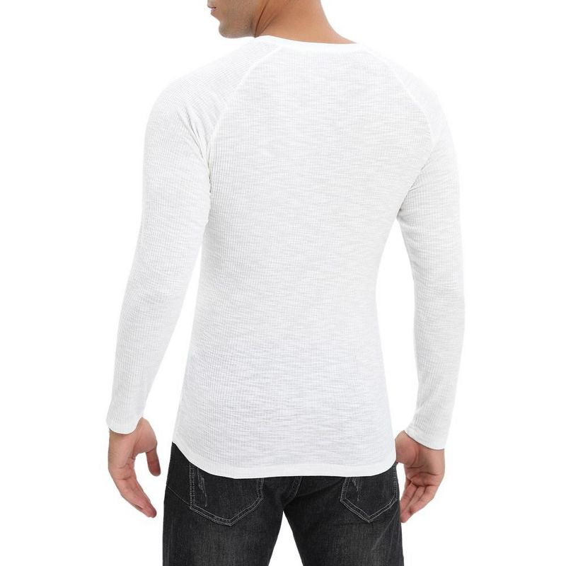 Mens Shirts 2 Packs Crew Tops Long Sleeve Ribbed Pullover Sweater Sim Fit Basic Layer Tops Solid Tee Crewneck Stretchy Undershirts, 4 of 8