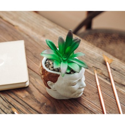 Michael Myers Themed 3" Ceramic Mini Planter with Lifelike Succulent