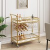 Gold Bar Carts with 2-Tiers Storage Shelves£¬Mobile Kitchen Seving Carts on Wheels - 4 of 4