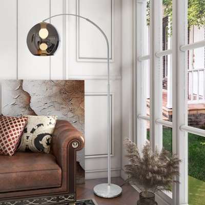 Dovelina Arch Floor Lamp with Glass Shade Adjustable Arc Lamp