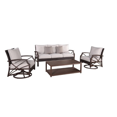 Modern Muse 4pc Outdoor Aluminum Sofa Set with Sofa - Beige - Wedohome