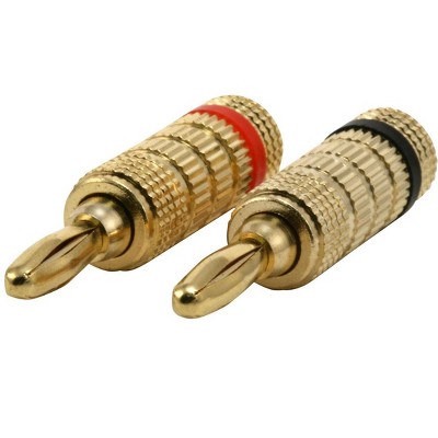 Monoprice High Quality Gold Plated Speaker Banana Plugs – 1 Pair – Closed Screw Type, For Speaker Wire, Home Theater, Wall Plates And More