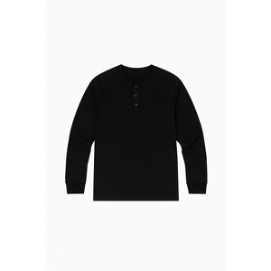 Men's Long Sleeve Henley Shirt - Soft Knit Fabric | Casual Button Neck Design - 1 of 4