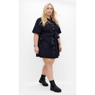 Women's Plus Size Liv Denim Dress - dark denim | CITY CHIC