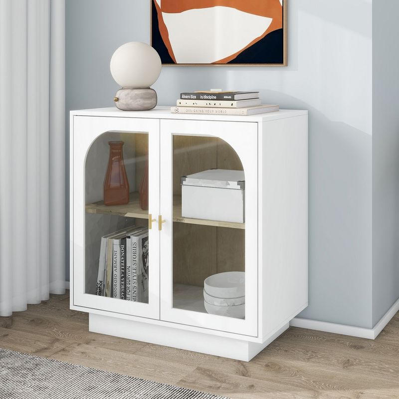 Aubrey Storage Cabinet with 2 Acrylic Door,Free Standing Accent Cabinet,Sideboards and Buffets With Adjustable Shelves-The Pop Home, 2 of 10