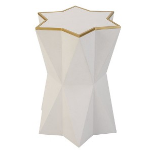 Uttermost White Faux Shagreen Accent Table – Gold Leaf Star Design - 1 of 4