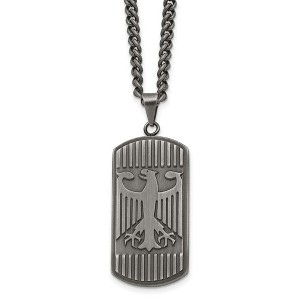 Black Bow Jewelry Mens Stainless Steel Antiqued Brushed Phoenix Dog Tag Necklace, 22 In - 1 of 4
