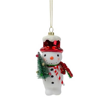 Northlight 5.5" White and Red Glass Snowman Christmas Ornament