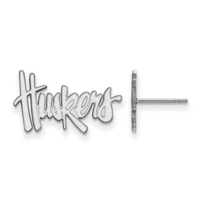 Black Bow Jewelry 14k White Gold Nebraska Cornhuskers NCAA Post Earrings