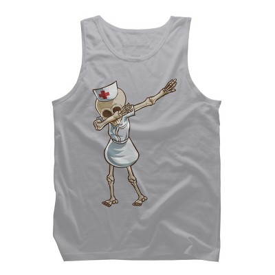 Men's Design By Humans Halloween Dabbing Funny Skeleton Nurse RN Costume Gift By COVI Tank Top