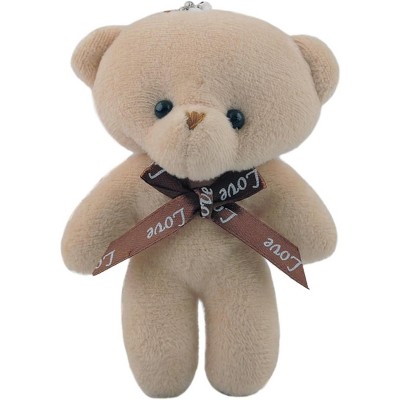 5.1 Inch Bear Plush Toys Soft Stuffed Plushies Cute Bear Plush Pendant for Boys Girls Gifts Keychain Bag Decoration Apricot