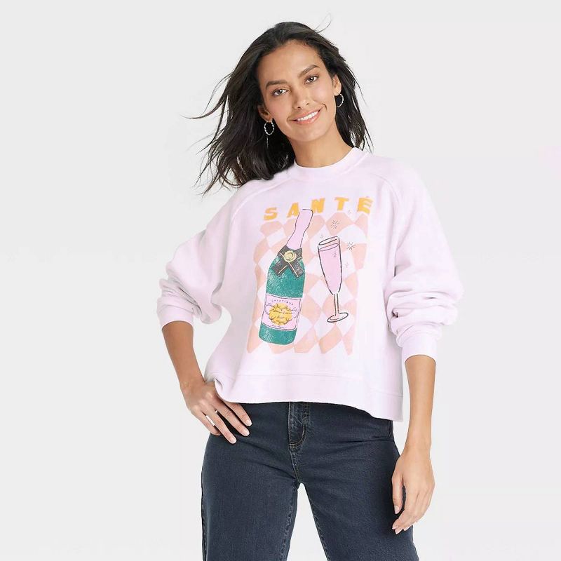 Women's Sante Champagne Graphic Sweatshirt - Pink, 1 of 4