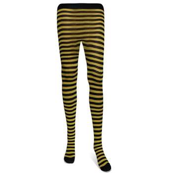 Skeleteen Black and Yellow Tights - Striped Nylon Bumble Bee Stretch Pantyhose Stocking Accessories for Every Day Attire and Costumes