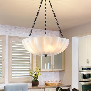 LLHZSY 4-Light 20 4/5" Matte Black Ceiling Chandelier with Cloud Glass Shades for Kitchen, Dining Room, Bedroom, Living Room, Hallway - 1 of 4