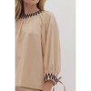 Women's Tie Collar & Sleeve Top - entro - 4 of 4