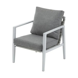 Silver Aluminum Lounge Chair with Sleek Rope Accents and Comfortable Cushions, Perfect for Modern Outdoor and Indoor Spaces - 1 of 4