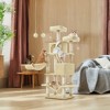 66.1 Inch Large Cat Tree Cat Tower with Scratching Posts, 2 Perches, 2 Caves, Basket, Hammock, Pompoms, Multi-Level Plush Cat Condo for Indoor Cats - 3 of 4