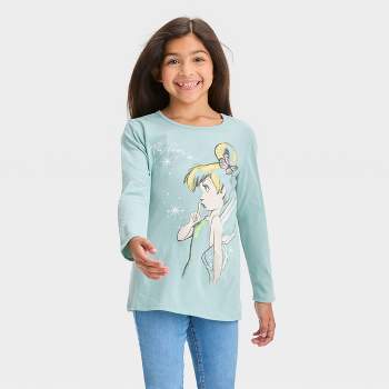 Girls' Disney Tinkerbell Believe Long Sleeve Graphic T-Shirt - Blue