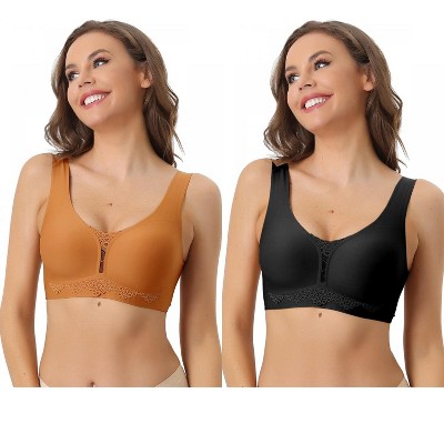 Allegra K Women's Wirefree Lightly Breathable Workout Comfort Sports Bras 2 Packs