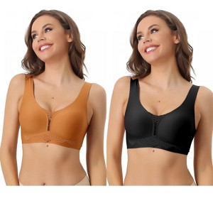 Allegra K Women's Wirefree Lightly Breathable Workout Comfort Sports Bras 2 Packs - 1 of 4