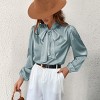 Women's Satin Long Sleeve Bow Tie Blouse - Cupshe - 2 of 4