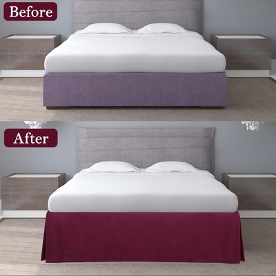PiccoCasa Pleated Bed Skirt - 14 Inch Drop Navy Blue Full Size | Classic Polyester Dust Ruffle Valance-1036304