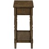 Monarch Specialties Accent Table 2 Tier End Side Table Nightstand Bedroom Narrow Lamp Storage Drawer Brown Veneer Traditional - 4 of 4