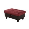 DOMETOUR Red Flannel and PVC Storage Ottoman Upholstered Living Room Footrest with Hidden Storage, Modern Multi-Material Accent Bench - 2 of 4