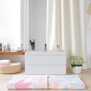 42" Wall-Mounted Bathroom Vanity with Glossy White Resin Sink – Modern Floating Bathroom Cabinet with Soft-Close Hinges - 1 of 4