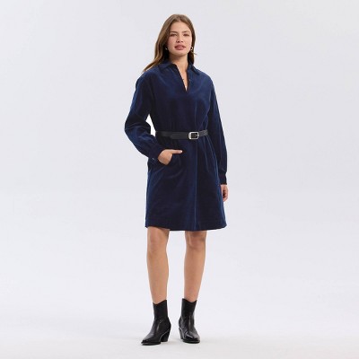 Женские платья Universal Thread Women's Corduroy Balloon Long Sleeve Mini Shirtdress - Universal Thread™ Blue S — фото 2