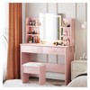 CuisinSmart Makeup Vanity Set, 3 Color Modes Makeup Table with Cushioned Stool, 2 Drawers, Open Shelves, Modern Dressing Table for Bedroom - 2 of 4