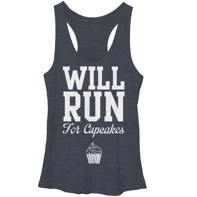 Women's Chin Up Will Run For Cupcakes Racerback Tank Top - Navy Blue ...