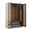Chery Life 47.2'' x 19.3'' x 67.9'' 3-Doors Wooden Rattan Wardrobe Storage for Bedroom, with 2 Drawers - 4 of 4
