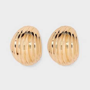 Thick Ribbed Hoop Earrings - A New Day™ Gold