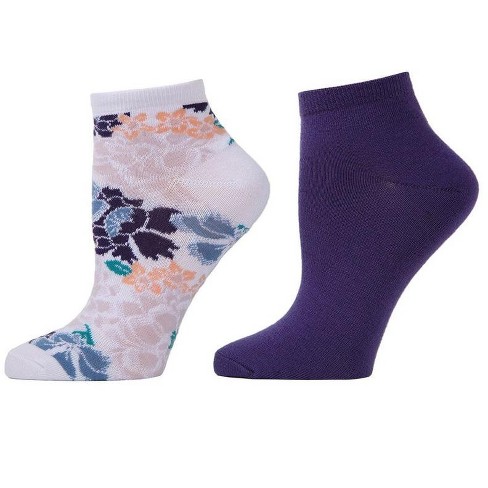 Natori Grand Florals Shorties Socks 2-Pack 9-11 - image 1 of 1