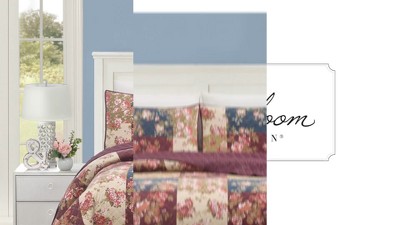 Full Red Cotton Reversible Quilt Set with Shams