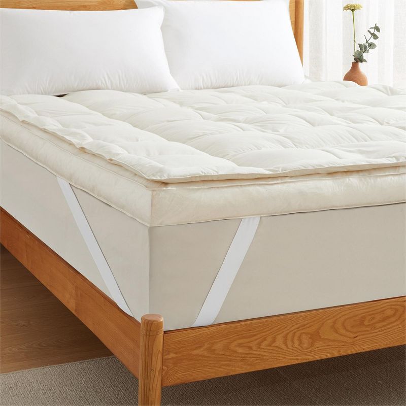 Puredown Organic Cotton Pillow Top Mattress Topper Feather Bed, 2 of 9