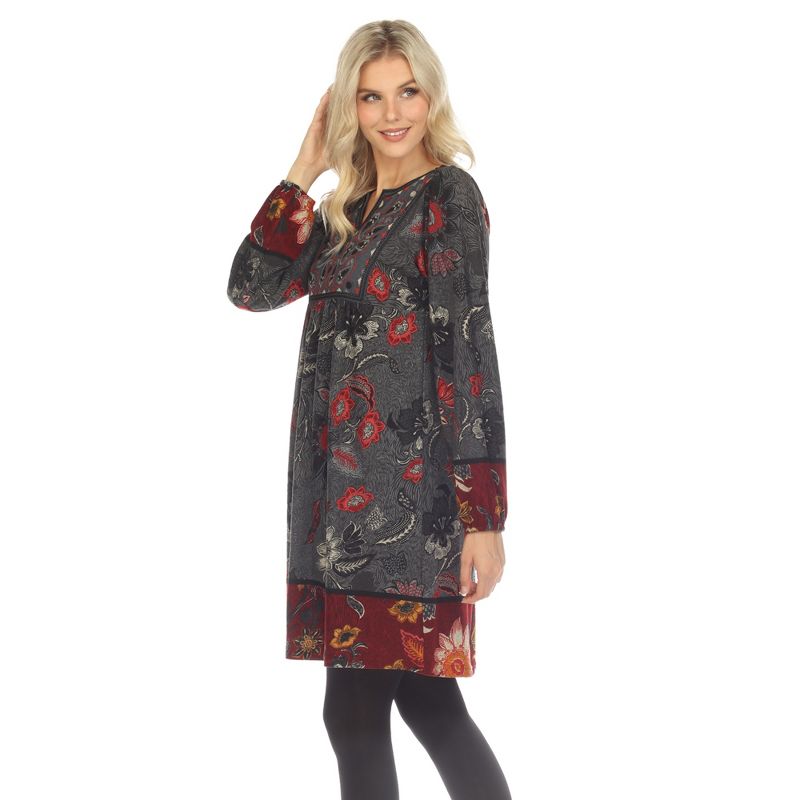 Women's Paisley Floral Embroidered Sweater Dress, 2 of 6