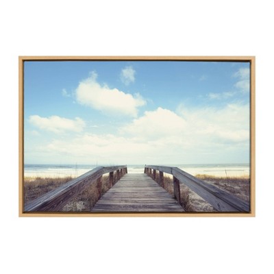 23" x 33" Sylvie To The Beach Framed Canvas by Matt Meyer Natural - DesignOvation