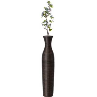 Uniquewise Tall Decorative Modern Ripped Trumpet Design Floor Vase, Brown